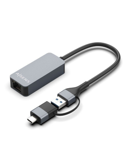 Adaptador usb 3.2 gen1 aisens a109-0710/ usb macho - usb tipo-c macho - rj45 hembra/ 2500mbps/ 15cm/ gris
