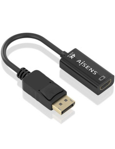 Cable conversor aisens a125-0905/ displayport macho - hdmi hembra/ 15cm/ negro
