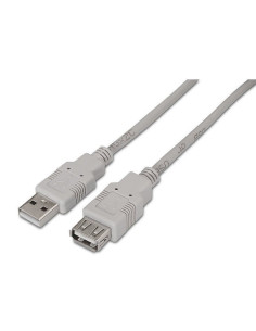 Cable alargador usb 2.0 aisens a101-0013/ usb macho - usb hembra/ hasta 2.5w/ 60mbps/ 1.8m/ beige