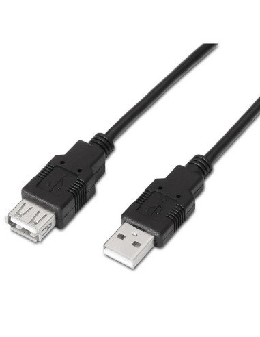 Cable alargador usb 2.0 aisens a101-0016/ usb macho - usb hembra/ hasta 2.5w/ 60mbps/ 1.8m/ negro