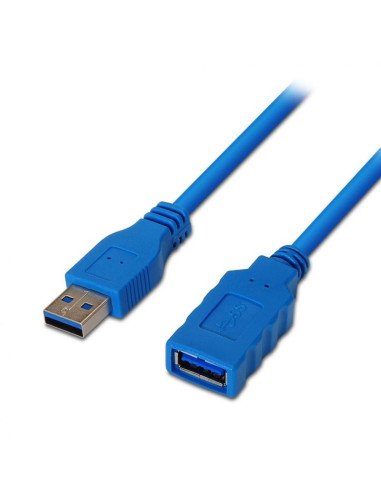 Cable alargador usb 3.0 aisens a105-0045/ usb macho - usb hembra/ hasta 9w/ 625mbps/ 1m / azul