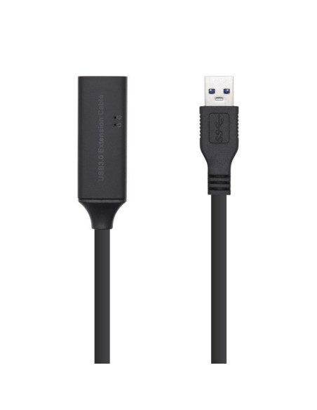 Cable alargador usb 3.0 con amplificador aisens a105-0407/ usb macho - usb hembra/ hasta 9w/ 625mbps/ 5m/ negro