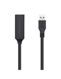 Cable alargador usb 3.0 con amplificador aisens a105-0409/ usb macho - usb hembra/ hasta 9w/ 625mbps/ 15m/ negro