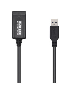 Cable alargador usb 3.0 con amplificador aisens a105-0525/ usb macho - usb hembra/ hasta 9w/ 625mbps/ 5m/ negro