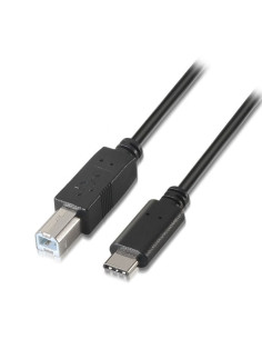 Cable usb 2.0 impresora aisens a107-0053/ usb tipo-c macho - usb tipo-b macho/ hasta 9w/ 625mbps/ 1m/ negro