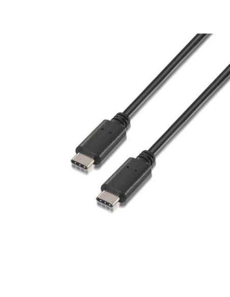 Cable usb 2.0 tipo-c aisens a107-0057/ usb tipo-c macho - usb tipo-c macho/ hasta 9w/ 625mbps/ 2m/ negro