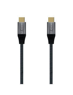 Cable usb 3.2 tipo-c aisens a107-0634 20gbps 5a 100w/ usb tipo-c macho - usb tipo-c macho/ hasta 100w/ 2500mbps/ 2m/ gris