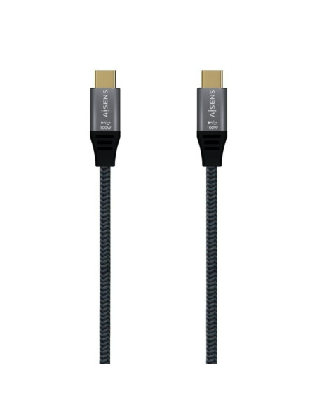 Cable usb 3.2 tipo-c aisens a107-0672 20gbps 100w/ usb tipo-c macho - usb tipo-c macho/ hasta 100w/ 2500mbps/ 1.5m/ gris