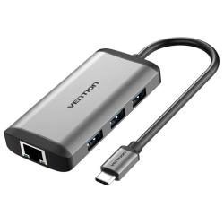 Docking USB Tipo-C Vention CNCHB/ 1xHDMI 4K/ 3xUSB/ 1xUSB Tipo-C PD/ 1xRJ45/ Gris