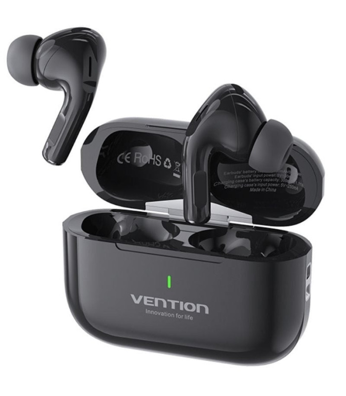 Auriculares bluetooth vention echo lite e11 con estuche de carga/ autonomía 6h/ negros
