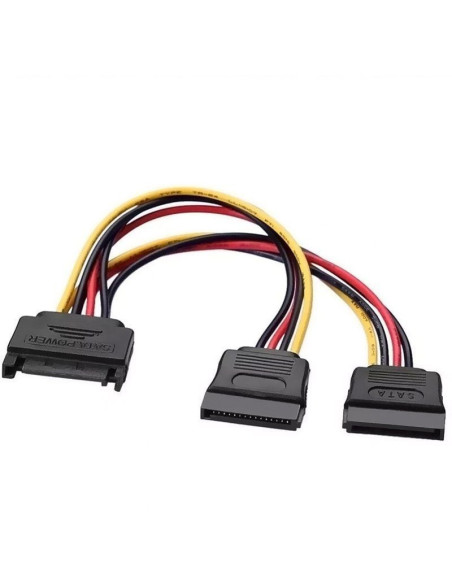 Cable alimentación aisens a131-0353/ sata macho - 2x sata hembra/ hasta 54w/ 20cm/ negro