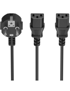Cable alimentación cpu aisens a132-0865/ cee7 macho - 2x c13 hembra/ 3m/ negro
