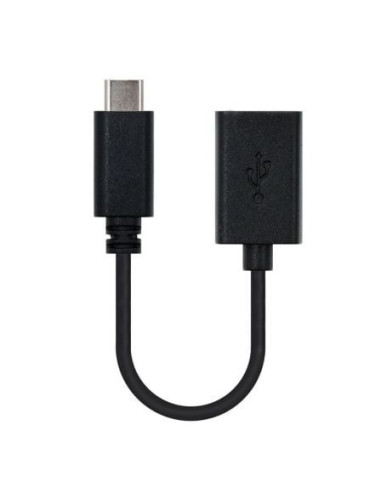 Cable usb 2.0 nanocable 10.01.2400/ usb tipo-c macho - usb hembra/ 15cm/ negro