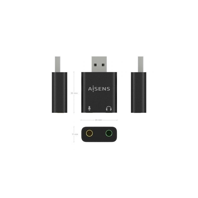 Tarjeta de sonido aisens a106-0768/ usb macho - 2x jack 3.5 hembra