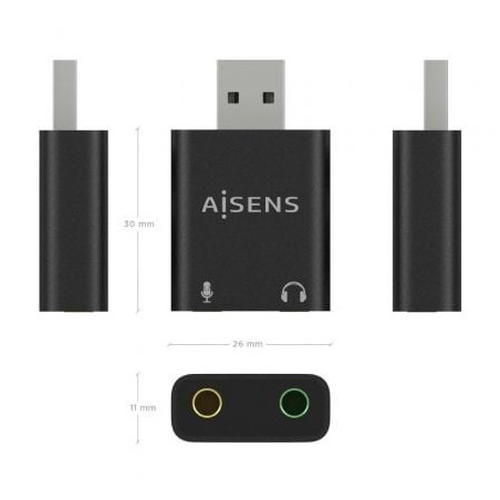 Tarjeta de sonido aisens a106-0768/ usb macho - 2x jack 3.5 hembra