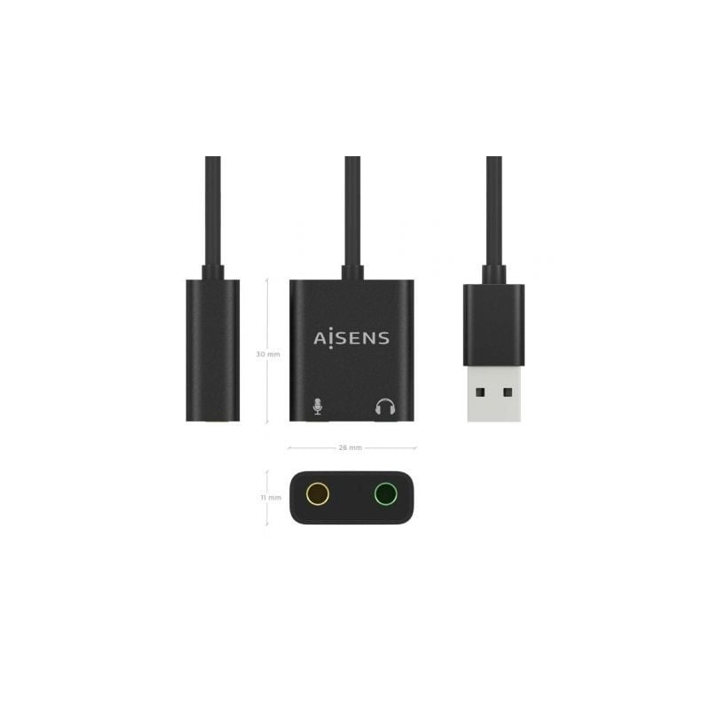 Tarjeta de sonido aisens a106-0769/ usb macho - 2xjack 3.5 hembra