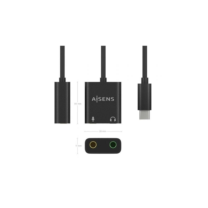 Tarjeta de sonido aisens a109-0767/ usb-c macho - 2xjack 3.5 hembra