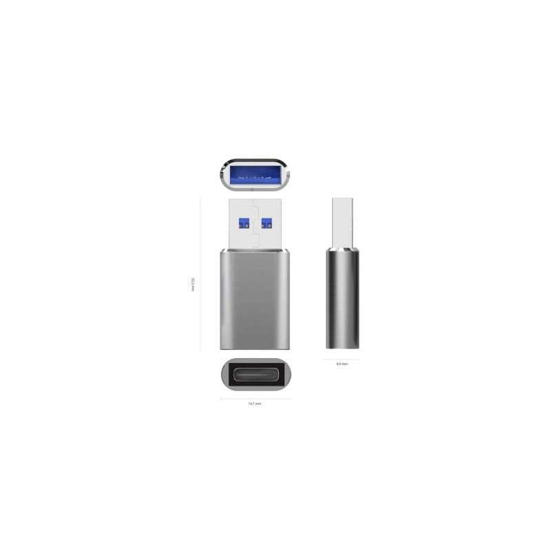 Adaptador usb 3.2 gen2 aisens a108-0677/ usb tipo-c hembra - usb macho