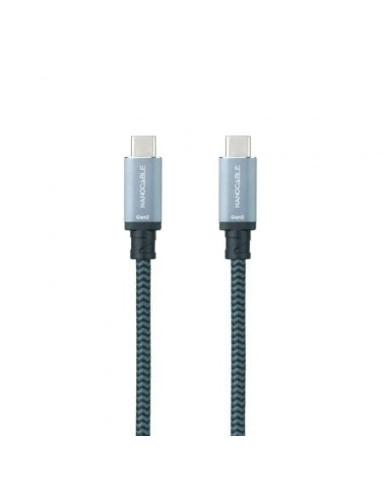 Cable usb 3.1 nanocable 10.01.4100-comb/ usb tipo-c macho - usb tipo-c macho/ 50cm/ gris y negro