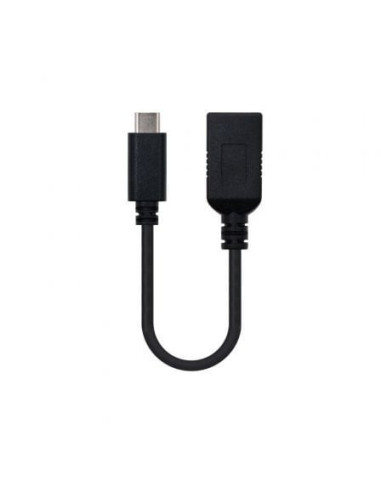 Cable usb 3.1 nanocable 10.01.4201/ usb tipo-c macho - usb hembra/ 15cm/ negro