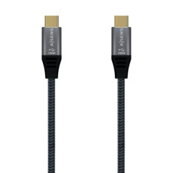 Cable usb 2.0 tipo-c aisens a107-0629 5a 100w/ usb tipo-c macho - usb tipo-c macho/ hasta 100w/ 480mbps/ 2m/ gris