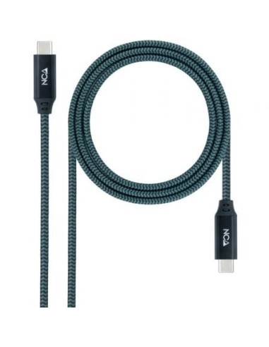 Cable usb 3.2 nanocable 10.01.4301-l150-comb/ usb tipo-c macho - usb tipo-c macho/ 1.5m/ gris y negro