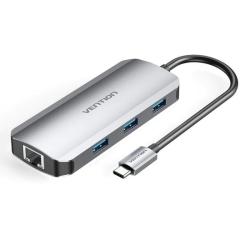 Docking USB Tipo-C Vention TOHHB/ 1xHDMI 4K/ 3xUSB/ 1xRJ45/ 1xUSB Tipo-C PD/ Gris