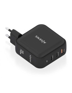 Cargador gan de pared aisens asch-140w3p031-bk/ 2xusb tipo-c/ 1xusb/ 140w