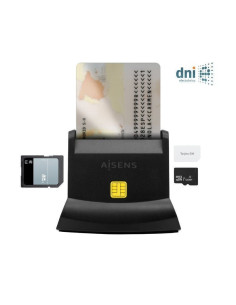 Lector de dni y tarjetas aisens ascr-sn04csd-bk/ usb tipo-c/ negro