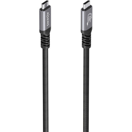 Cable usb 3.2 tipo-c aisens a107-0990/ usb tipo-c macho - usb tipo-c macho/ hasta 100w/ 10gbps/ 5m/ negro