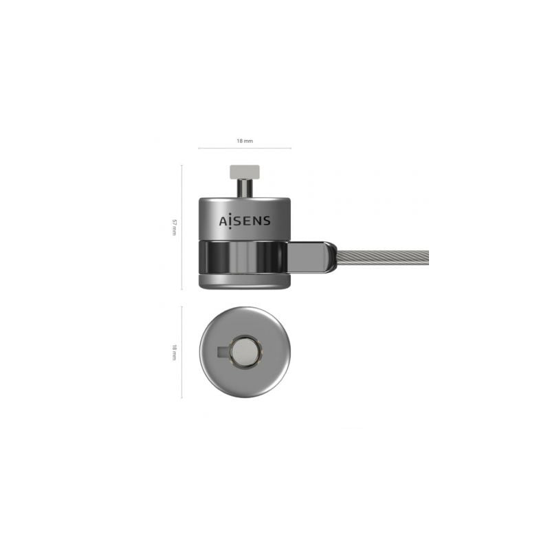 Cable de seguridad para portátiles aisens aslk-d40k02-sl/ 1.5m