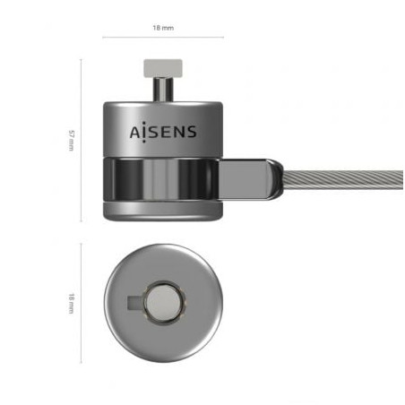 Cable de seguridad para portátiles aisens aslk-d40k02-sl/ 1.5m