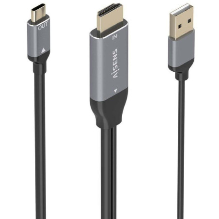 Cable conversor aisens a109-0871/ hdmi macho/ usb macho - usb tipo-c macho/ 1.8m/ negro