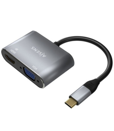 Conversor aisens a109-0627/ hdmi hembra - vga hembra - usb tipo-c macho/ 15cm/ gris
