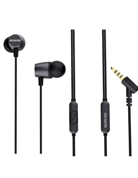 Auriculares intrauditivos aiwa estm-30bk/ con micrófono/ jack 3.5/ negros
