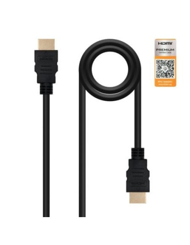 Cable hdmi 2.0 4k nanocable 10.15.3600/ hdmi macho - hdmi macho/ 50cm/ certificado/ negro