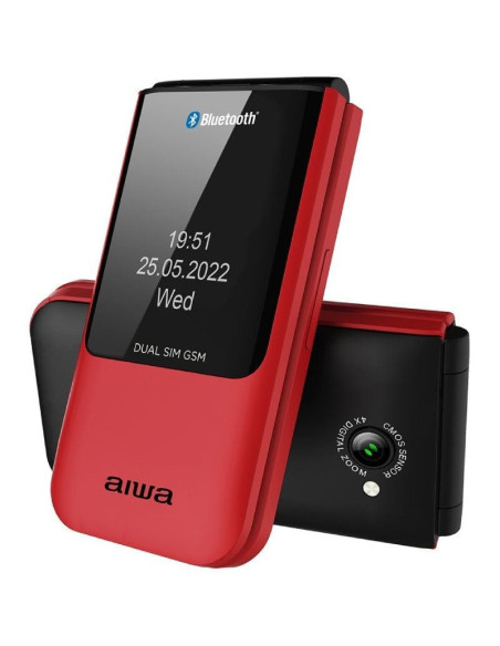 Teléfono móvil aiwa fp-24rd para personas mayores/ rojo