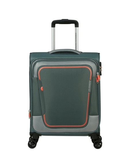 Maleta de cabina american tourister pulsonic spinner 55cm/ 55x40x23cm/ 4 ruedas/ verde bosque oscuro