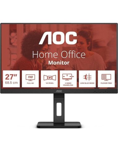 Monitor profesional aoc 27e3qaf 27'/ full hd/ multimedia/ regulable en altura/ negro