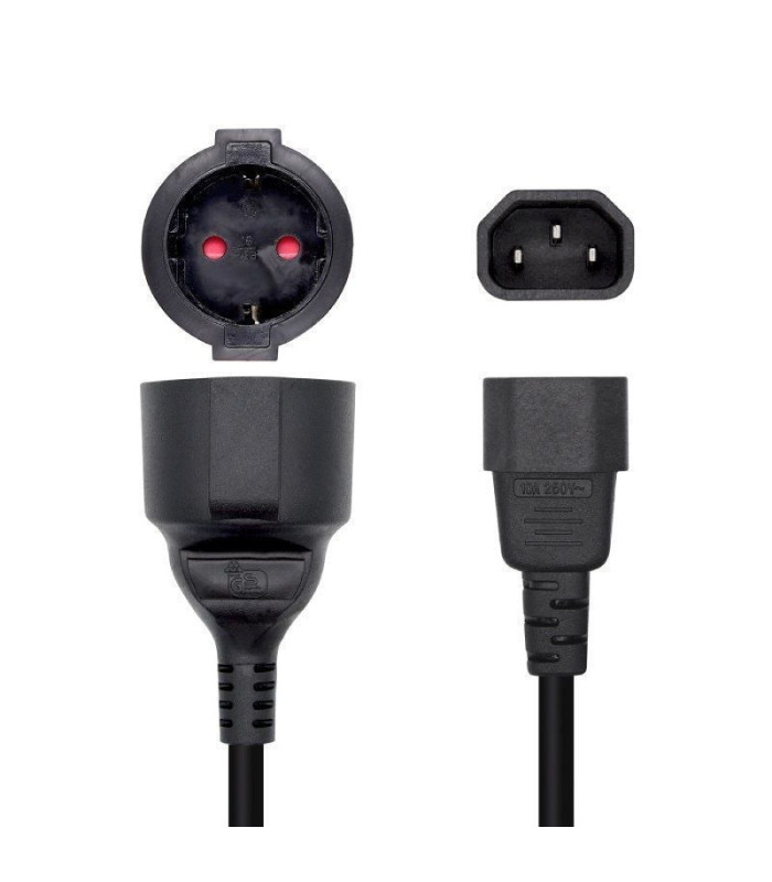 Adaptador alimentación aisens a132-0467/ c14 macho - cee7 hembra/ 25cm/ negro