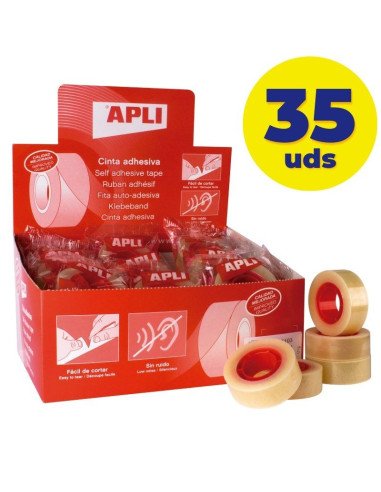 Caja de cintas adhesivas transparentes apli 11103/ 1.9cm x 33m/ 35 unidades