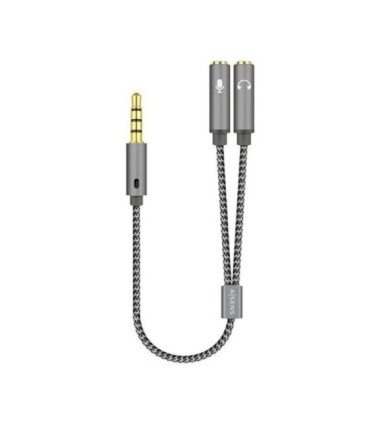 Cable estéreo aisens a128-0415/ jack 3.5 macho - 2x jack 3.5 hembra/ 25cm/ gris