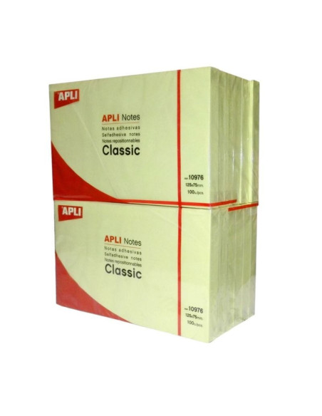Notas adhesivas apli 10976/ 12.5 x 7.5cm/ 12 unidades/ amarillas