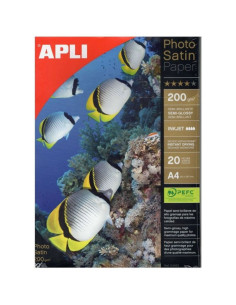 Papel fotográfico apli photosatin paper 04453/ din a4/ 200g/ 20 hojas/ semi brillante