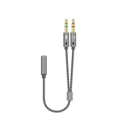 Cable estéreo aisens a128-0417/ jack 3.5 hembra - 2x jack 3.5 macho/ 25cm/ gris