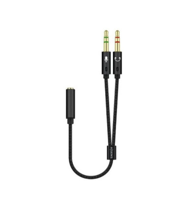 Cable estéreo aisens a128-0418/ jack 3.5 hembra - 2x jack 3.5 macho/ 25cm/ negro
