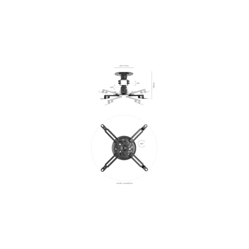 Soporte de techo/ pared para proyector aisens cp03tsr-127/ giratorio/ inclinable/ hasta 13.5kg