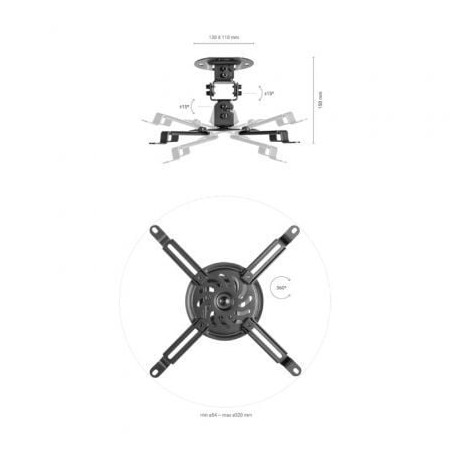 Soporte de techo/ pared para proyector aisens cp03tsr-127/ giratorio/ inclinable/ hasta 13.5kg