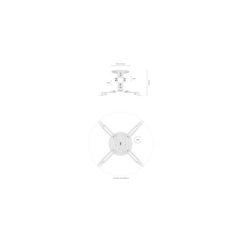 Soporte de techo/ pared para proyector aisens cp03tsr-129/ giratorio/ inclinable/ hasta 13.5kg