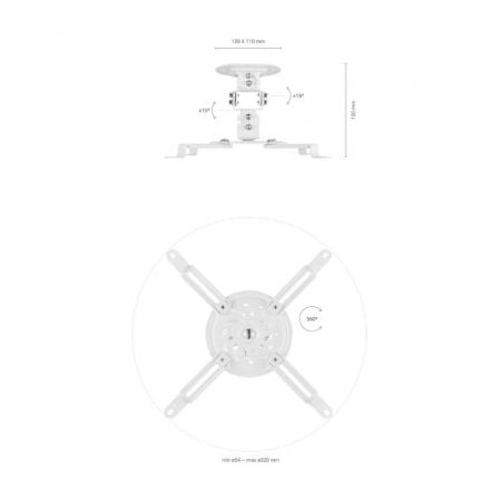 Soporte de techo/ pared para proyector aisens cp03tsr-129/ giratorio/ inclinable/ hasta 13.5kg